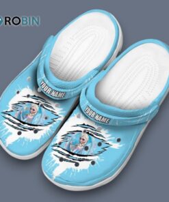 Custom Name Frozen Splash Motif Background Classic Crocs