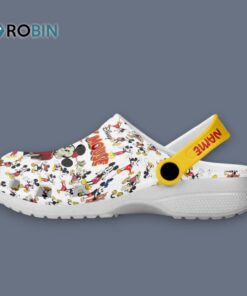 Custom Name Happy Mickey And Minnie Mouse In Red Car Cartoon White Classic Crocs