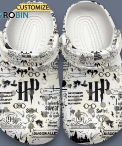Custom Name Harry Potter And Deadly Hallows Black White Clogs