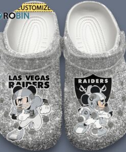 Custom Name Mickey And Las Vegas Raiders Nfl Sport Twing Silver Classic Crocs Custom Name Mickey And Las Vegas Raiders Nfl Sport Twing Silver Classic Crocs