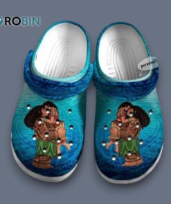 Custom Name Moana And Maui Blue Sea Pattern Disney Graphic Cartoon Classic Crocs