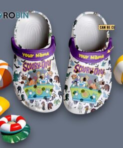 Custom Name Scooby Doo And Friends With Funny Tiny Pattern White Classic Crocs