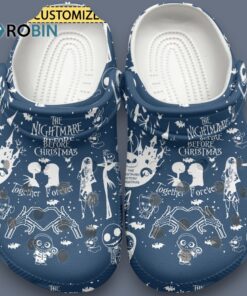 Custom Name The Nightmare Before Christmas Movie Forever Together Blue White Classic Crocs