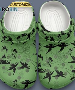 Custom Name Tinker Bell Disney Cartoon Black Green Classic Crocs