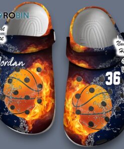 Custom Personalized Fire and Water Basketball Clog Shoes