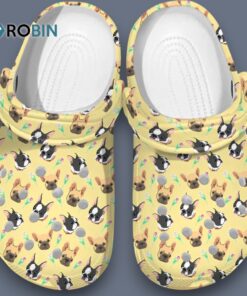 Cute Puppies French Bulldogs And Tulips Pattern Clogs Shoes