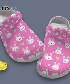 Cute Rabit White Happy Easter Pink Classic Crocs