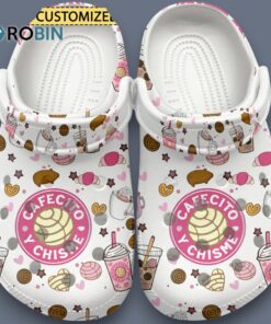 Cute White Cafecito Y Chisme Custom Classic Crocs