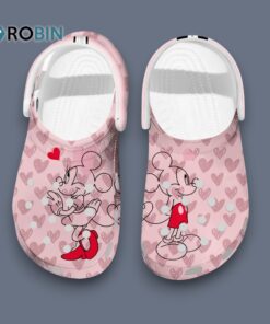 Dearly Pink Heart Patter Mickey and Minnie Mouse Disney Cartoon Clogs