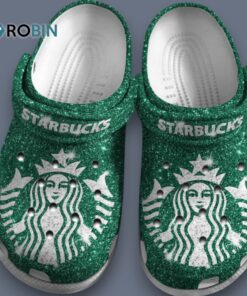 Eye catching & Comfortable Green Glitter Starbucks Coffee Clogs Shoes