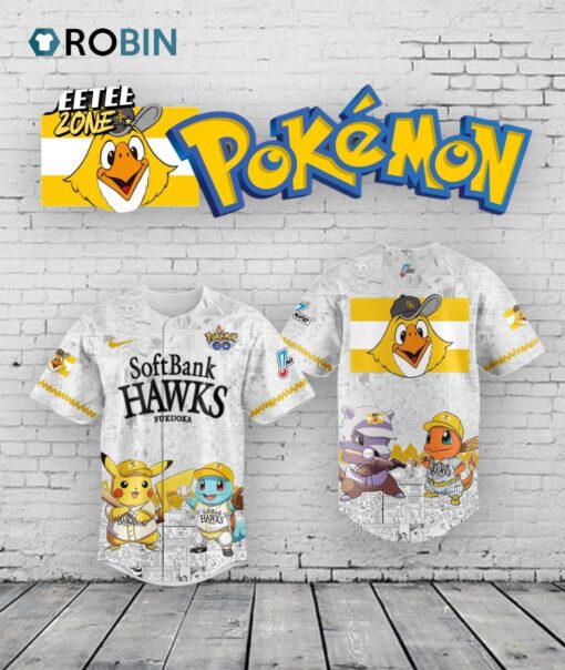 Fukuoka SoftBank Hawks x Pokémon Go 2025 Limited Edition Baseball Baseball Jersey Shirt Style