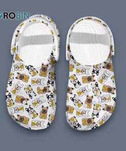 Funny Lucky French Bulldog Pattern White Classic Clogs