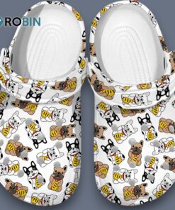 Funny Lucky French Bulldog Pattern White Classic Clogs