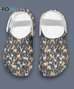 Funny Puppies French Bulldog Pattern Grey Clogs Shoes