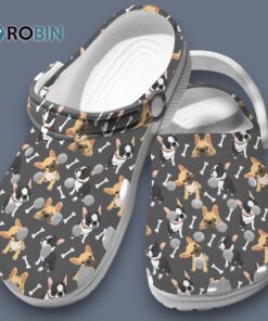 Funny Puppies French Bulldog Pattern Grey Clogs Shoes Funny Puppies French Bulldog Pattern Grey Clogs Shoes