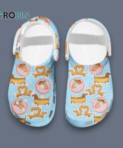 Funny Weird Sandals Dachshund As Hot Dog Pet Light Blue Crocs for Men, Women, Kid