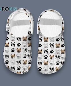 Happy French Bulldog Pattern White Classic 3D Printed Crocs