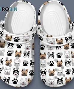 Happy French Bulldog Pattern White Classic 3D Printed Crocs