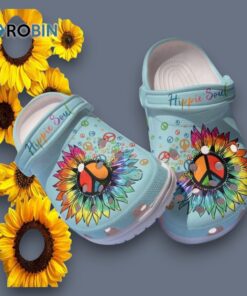 Hippie Soul Blue 3D Printed Crocs, Express Shipping Available