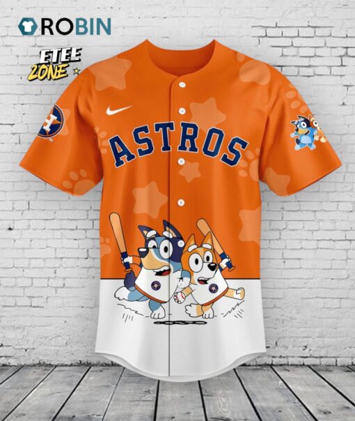 Houston Astros Bluey and Bingo Baseball Jersey Shirt Style Orange