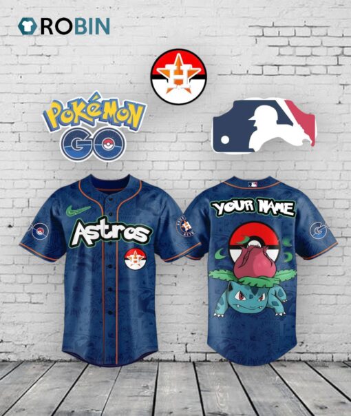 Houston Astros x Pokemon Go Bulbasaur Baseball Baseball Jersey Shirt Style