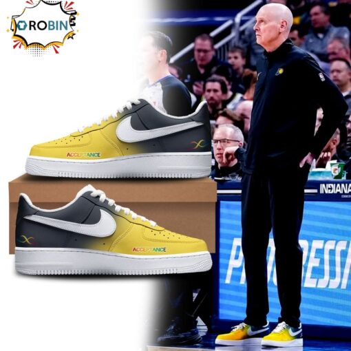 Indiana Pacers Autism Acceptance Month 2025 Yellow Black Air Force 1 Sneaker