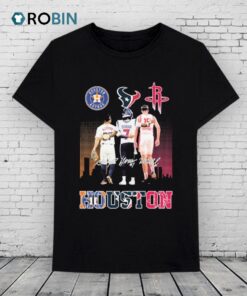 Jose Altuve Cj Stroud And Reed Sheppard Houston Astros Houston Texans Houston Rockets Skyline Signatures Shirt