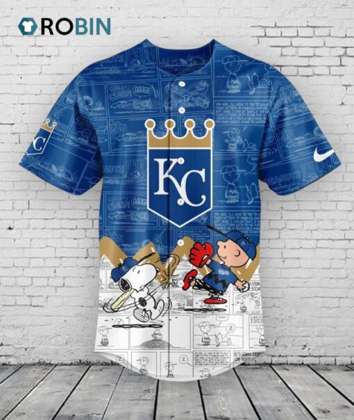Kansas City Royals 75th Anniversary of Peanuts Baseball Jersey Shirt Style