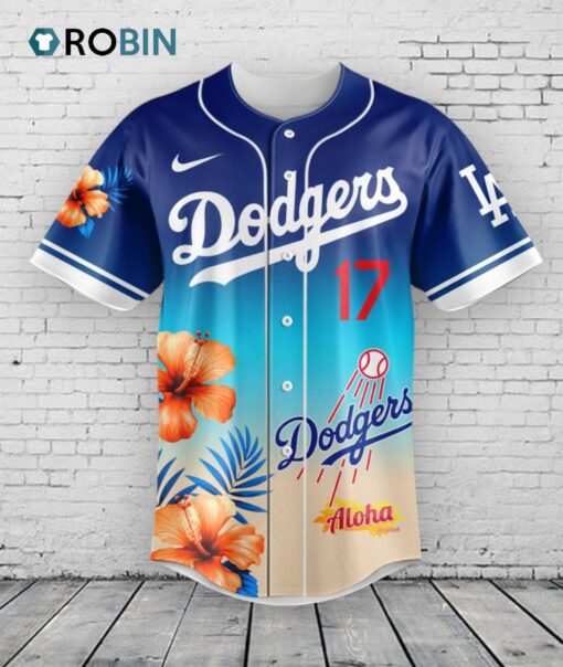 LA Dodgers Hawaiian Floral Custom Baseball Baseball Jersey Shirt Style – Personalized Name & Number