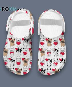 Lovely French Bulldogs And Red Hearts Classic Clogs Shoes