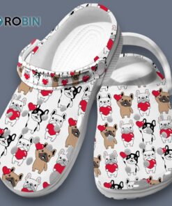 Lovely French Bulldogs And Red Hearts Classic Clogs Shoes