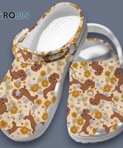 Lovely Non slip Shoes Dachshund & Flowers Pet Classic Crocs