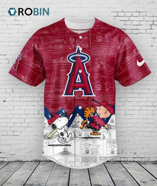 Los Angeles Angels 75th Anniversary of Peanuts Baseball Jersey Shirt Style