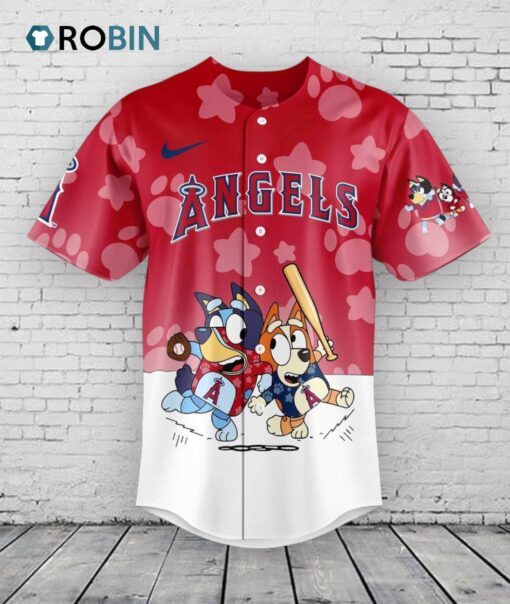 Los Angeles Angels Bluey and Bingo Baseball Jersey Shirt Style