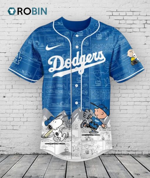 Los Angeles Dodgers 75th Anniversary of Peanuts Baseball Jersey Shirt Style V3