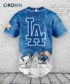 Los Angeles Dodgers 75th Anniversary of Peanuts Baseball Jersey Shirt Style V3