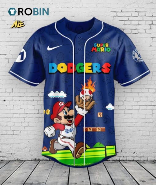 Los Angeles Dodgers MLB x Super Mario Night Special Edition Baseball Jersey Shirt Style 2025
