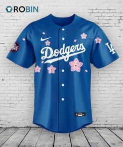 Los Angeles Dodgers Takashi Murakami x MLB World Tour Tokyo Series Blue V4 Baseball Jersey Shirt Style