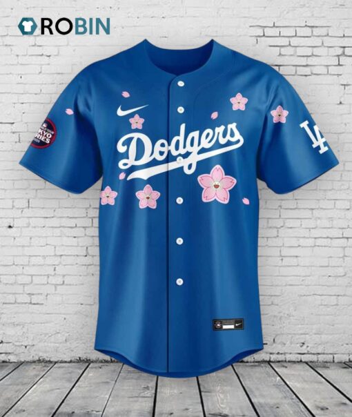 Los Angeles Dodgers Takashi Murakami x MLB World Tour Tokyo Series Blue V4 Baseball Jersey Shirt Style
