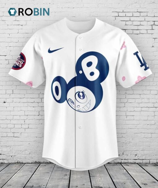 Los Angeles Dodgers Takashi Murakami x MLB World Tour Tokyo Series Whrite Baseball Jersey Shirt Style V2