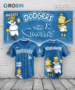 Los Angeles Dodgers x The Simpsons Heritage Blue Baseball Baseball Jersey Shirt Style