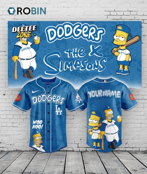 Los Angeles Dodgers x The Simpsons Heritage Blue Baseball Baseball Jersey Shirt Style