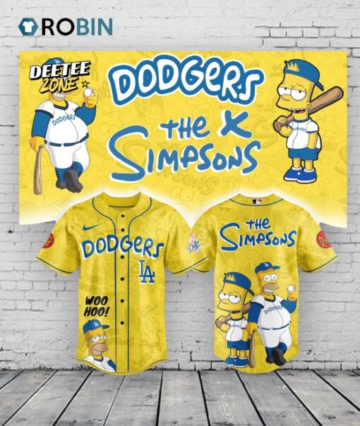 Los Angeles Dodgers x The Simpsons Heritage Yellow Baseball Baseball Jersey Shirt Style