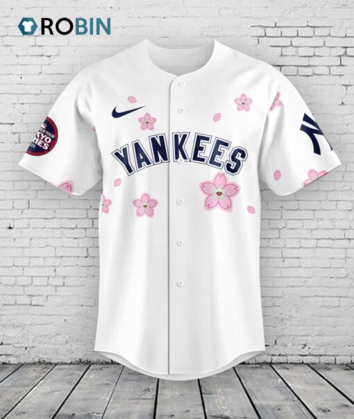New York Yankees Takashi Murakami x MLB World Tour Tokyo Series White Baseball Jersey Shirt Style