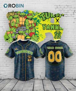 New York Yankees Turtle Powered RI Comic Baseball Jersey Shirt Style
