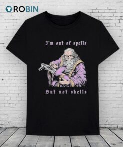 Official I’m Out Of Spells But Not Shells Threat Llama Wizard Shirt
