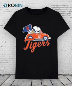 Official Snoopy And Woodstock Driving Car The Peanuts Detroit Tigers Shirt