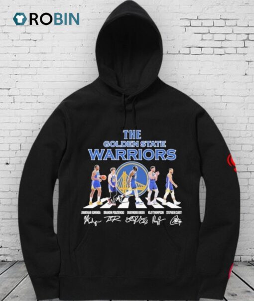 Official The Golden State Warriors Jonathan Kuminga Brandin Podziemski Draymond Green Klay Thompson Stephen Curry Road Abbey Signatures Shirt