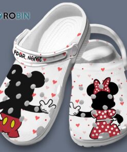 Personalized Couple Sandals Mickey And Minnie White Crocs for Men, Women, Kid