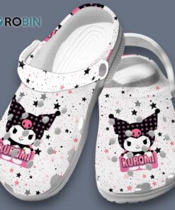 Quirky White Slippers Kuromi Star Sprinkle Cartoon Crocs for Men, Women, Kid